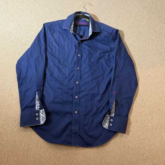 Robert Graham Classic Fit Button Up Long Sleeve Shirt Small Navy Blue Design - Picture 5 of 7
